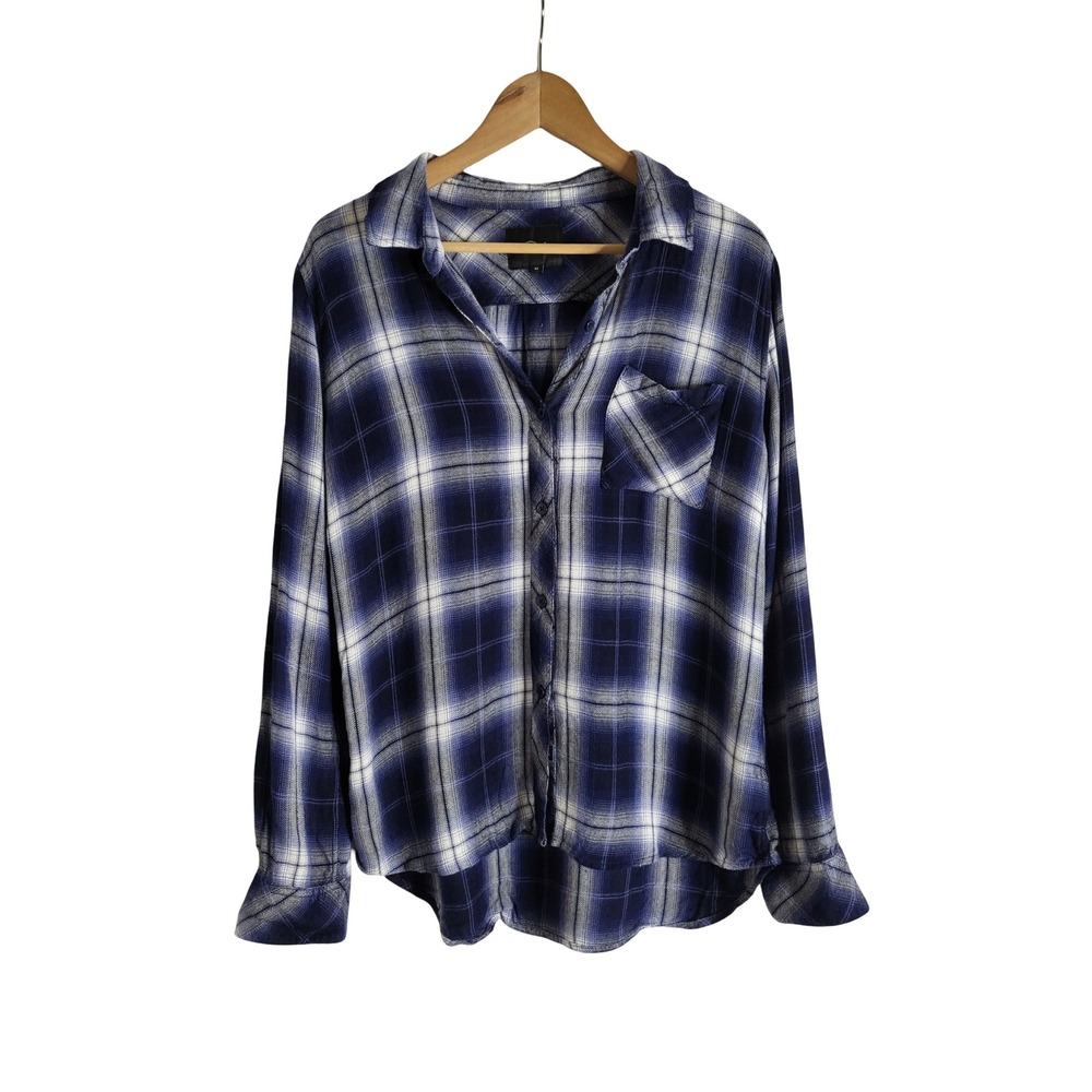 Rails Blue and White Plaid Button-Down Shirt
